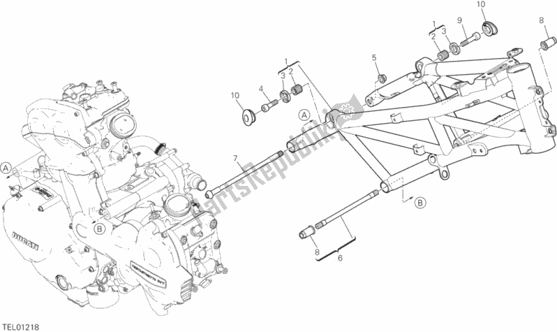 All parts for the Frame of the Ducati Multistrada 1260 Enduro USA 2020